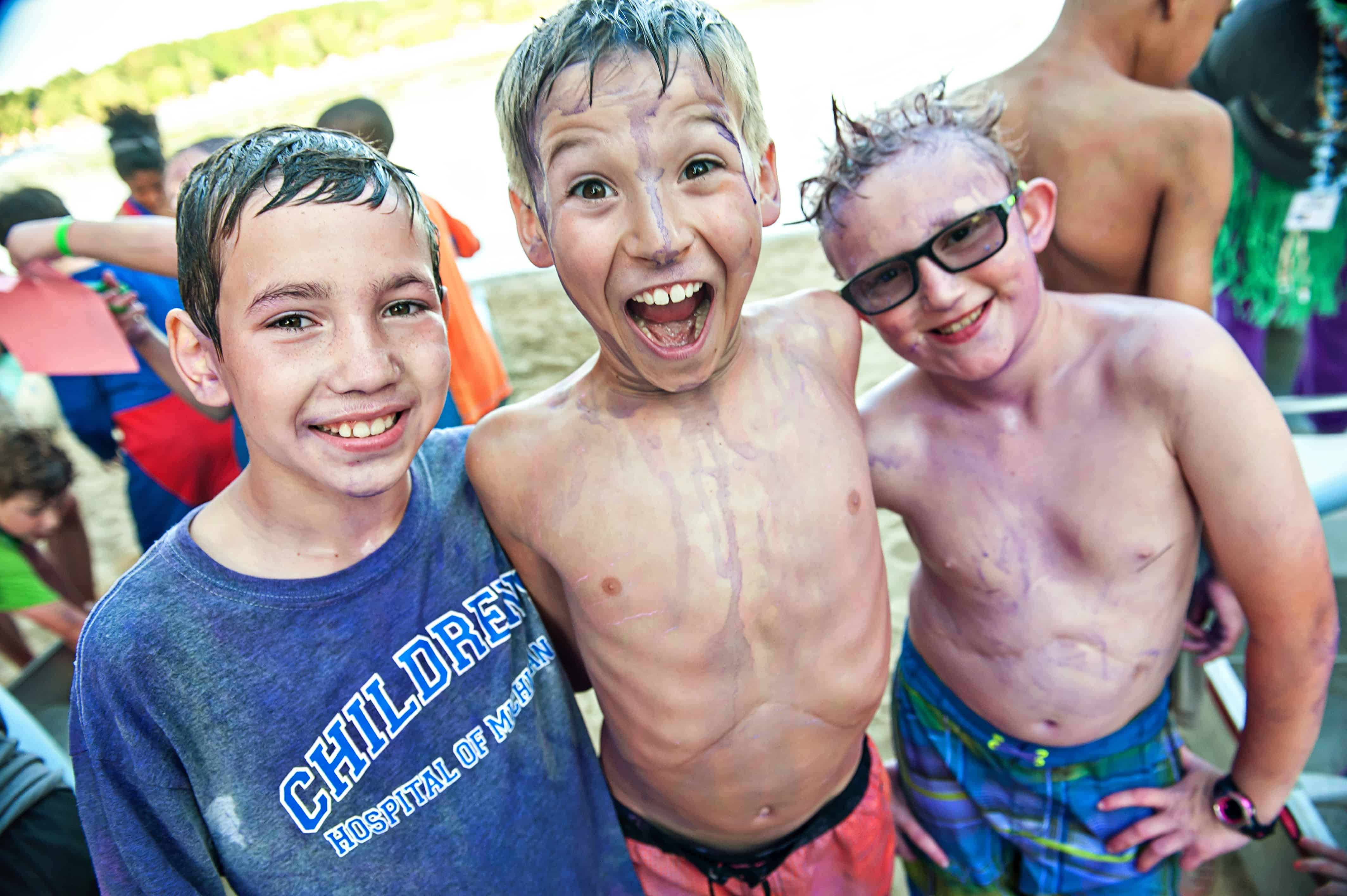 Braedon at camp with his fiends